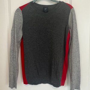 Gap Color Block Sweater - Gray/Red Size S